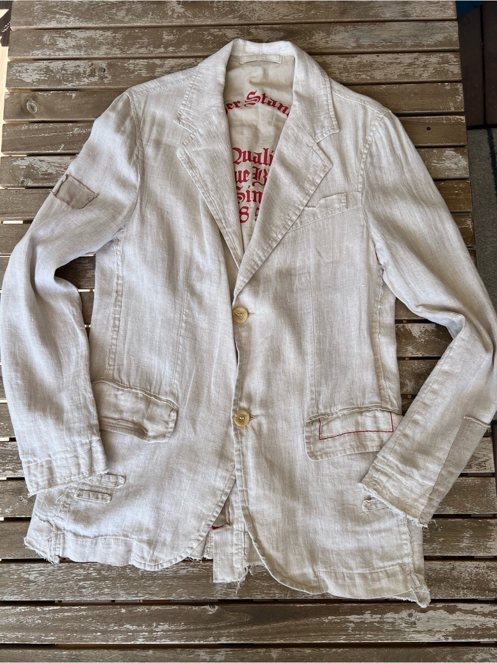 Rare CZERO UOMO Italian high end brand Beige Linen Blend women/ unisex Blazer